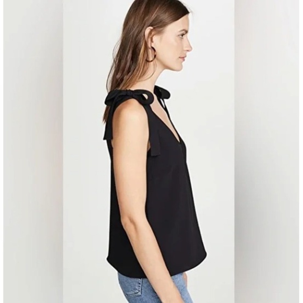 Amanda Uprichard Josephina Shoulder-tie V-neck Top Women's S Black Quit Luxury - Picture 7 of 7